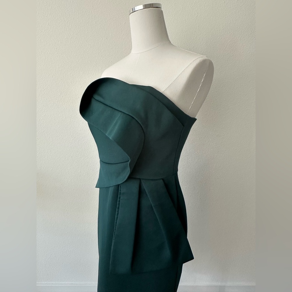 ASOS Scuba Evergreen Strapless Midi Dress with Bow detail - Picture 3 of 5